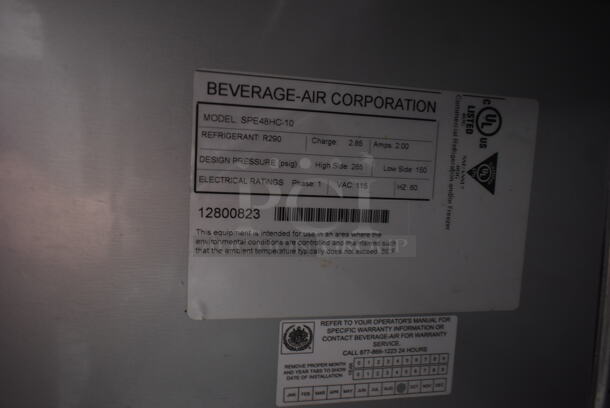 Beverage Air SPE48HC-10 Stainless Steel Commercial Sandwich Salad Prep Table Bain Marie Mega Top on Commercial Casters. 115 Volts, 1 Phase. Tested and Powers On But Does Not Get Cold - Image 7 of 7