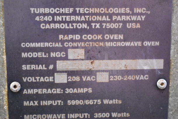 Turbochef NGC Stainless Steel Commercial Countertop Electric Powered Rapid Cook Oven. 208/240 Volts, 1 Phase.  - Image 6 of 6
