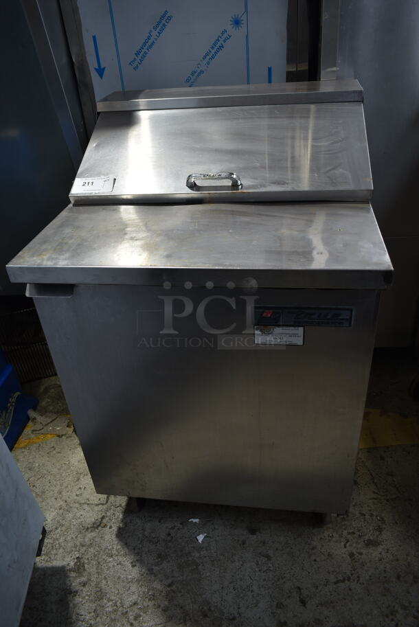 True Stainless Steel Commercial Sandwich Salad Prep Table Bain Marie Mega Top on Commercial Casters. 115 Volts, 1 Phase. Tested and Powers On But Does Not Get Cold