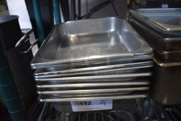 9 Stainless Steel Half Size Perforated Drop In Bins. 1/2x2.5. 9 Times Your Bid!
