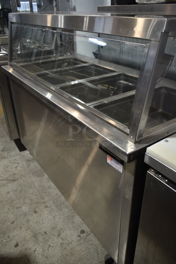 Delfield SH4-NU Stainless Steel Commercial Electric Powered 4 Bay Steam Table w/ Sneeze Guard on Commercial Casters. 120/208-240 Volts, 1 Phase.  - Image 4 of 10