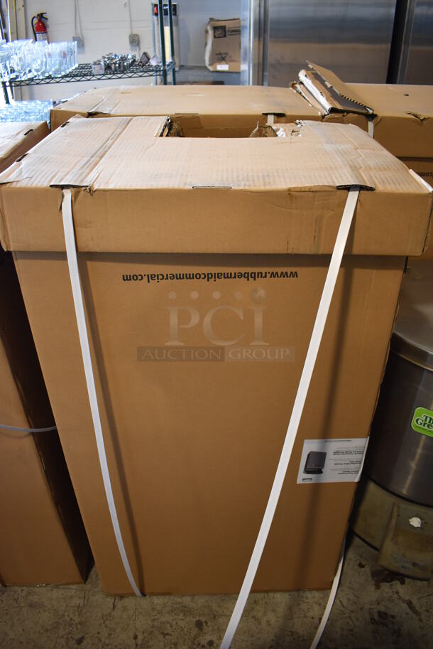 2 BRAND NEW IN BOX! Rubbermaid Gray Metal Trash Can Shell. 24.5x18.5x46.5. 2 Times Your Bid! - Image 4 of 6