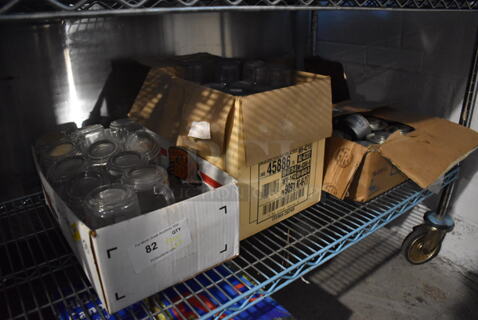 ALL ONE MONEY! Tier Lot of Various Items Including 20 Glass Mugs, Poly Tumblers and Chafing Dish Fuel