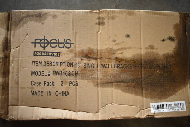 ALL ONE MONEY! Lot of 8 BRAND NEW IN BOX! Focus Chrome Single Wall Bracket. 19.5x3x7.5 - Image 3 of 3