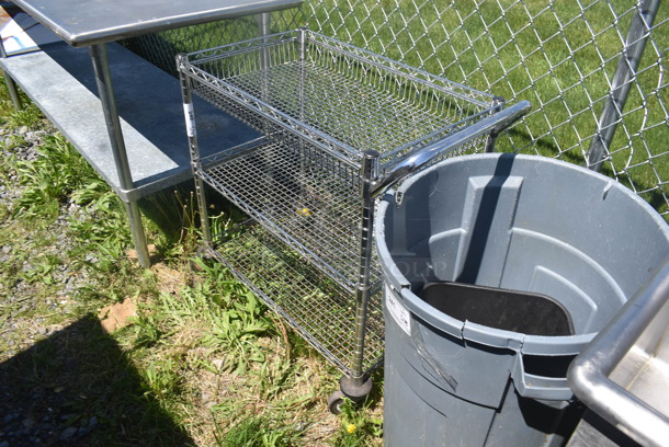 Metro Style 3 Tier Chrome Finish Cart on Casters with Handle - Image 3 of 4