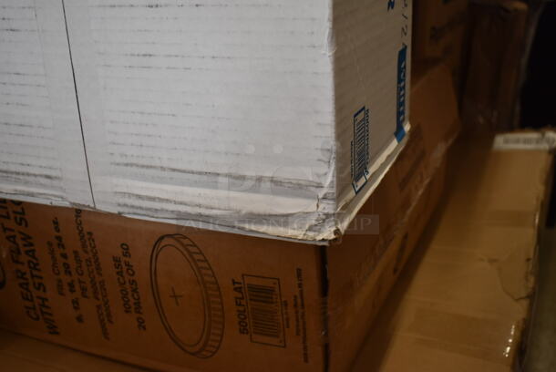 PALLET LOT of 25 BRAND NEW Boxes Including 2 Box 760SOUP6WB Choice 6 oz. White Double Poly-Coated Paper Food Cup - 1000/Case, 50010W Choice 10 oz. White Poly Paper Hot Cup - 1000/Case, 760SOUP32WB Choice 32 oz. White Double Poly-Coated Paper Food Cup - 500/Case, Choice Utility Roll Bags, 3 Box 5002TPJSELCM Lavex Select Compact Jumbo Jr. 550' 2-Ply Toilet Tissue Roll with 7" Diameter - 12/Case, 500LFLAT Choice 9, 12, 16, 20, and 24 oz. Clear Flat Lid with Straw Slot - 50/Pack, 109CARTBLGBK Choice Black Utility / Bussing Cart with Three Shelves - 42" x 20", SRKD-3 Speed Rail, 5008W Choice 8 oz. Tall White Poly Paper Hot Cup - 1000/Case, 3 Box 959SL24 Libbey SL-24 Slate 10 1/2" x 4 3/8" Ultra Bright White Wide Rim Rectangular Porcelain Plate - 12/Case, 2 Box Lavex Jumbo Toilet Paper, 3 Box 347TCL5 Choice 5 oz. Clear Disposable Plastic Tumbler - 500/Case, 966TALLFLDB Choice White Tall-Fold 6" x 13" Dispenser Napkin - 8000/Case 25 Times Your Bid! - Image 7 of 12
