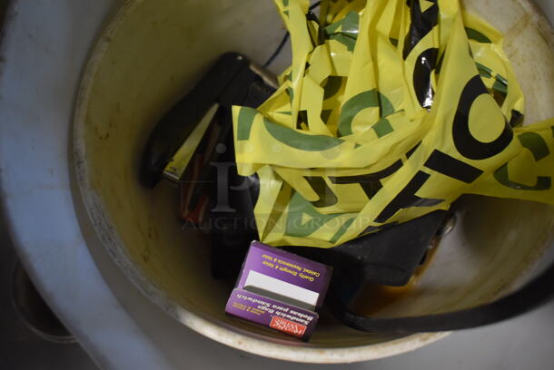 ALL ONE MONEY! Lot of Various Items Including Caution Tape in White Poly Bin - Image 5 of 6