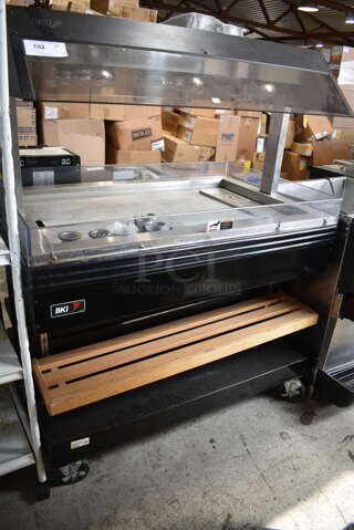 BKI MM-4 Metal Commercial Buffet Warming Station w/ Sneeze Guard on Commercial Casters. 120 Volts, 1 Phase. Tested and Working!