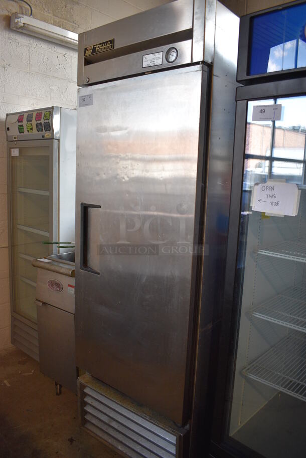 True Model T-23F Stainless Steel Commercial Single Door Reach In Freezer w/ Poly Coated Racks on Commercial Casters. 115 Volts, 1 Phase. 27x30x83. Tested and Powers On But Temps at 31 Degrees - Image 3 of 5