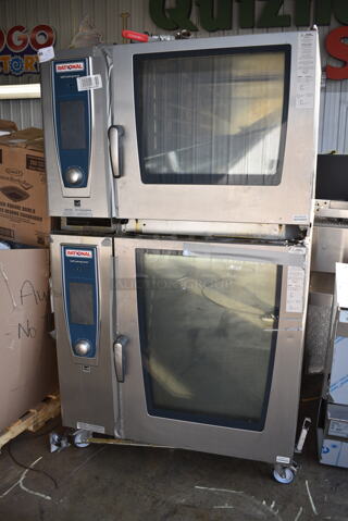2 2019 Rational Stainless Steel Commercial Combitherm Self Cooking Center Convection Ovens on Commercial Casters. Top Model: SCC WE 62. Bottom Model: SCC WE 102. 480 Volts, 3 Phase. 2 Times Your Bid!