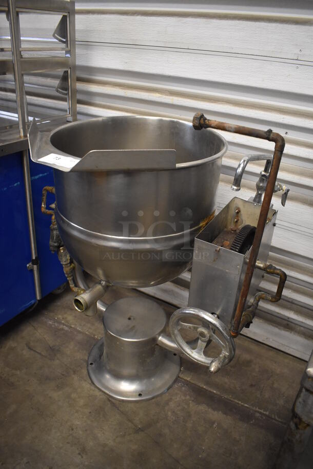 Groen DT-20 Stainless Steel Commercial Floor Style Direct Steam Powered Manual 20 Quart Tilting Steam Kettle. 40x25x45 - Image 3 of 8