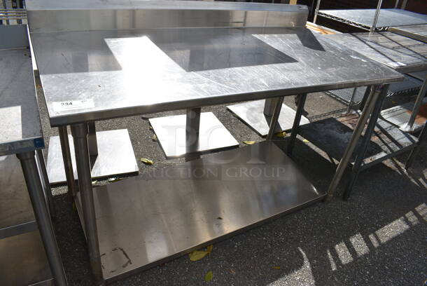 Stainless Steel Table w/ Under Shelf and Back Splash. 60x30x43 - Image 3 of 5