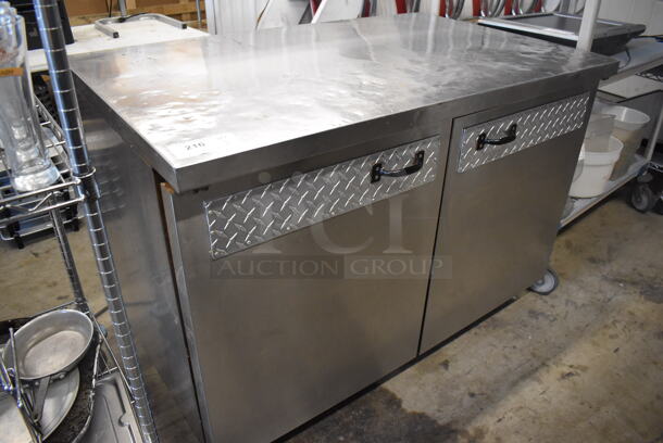Turbo Air TUR-48SD Stainless Steel Commercial 2 Door Undercounter Cooler on Commercial Casters. 115 Volts, 1 Phase. 48x30x36. Tested and Powers On But Does Not Get Cold