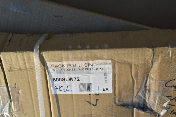 BRAND NEW SCRATCH AND DENT! Regency 600SLW72 72" Stainless Steel Wall Mounted Single Line Pot Rack. No Hooks.  - Image 2 of 2