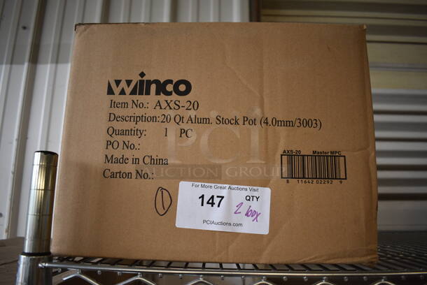 2 BRAND NEW IN BOX! Winco AXS-20 20 Quart Aluminum Stock Pots. 15.5x12.5x11.5. 2 Times Your Bid! - Image 4 of 4