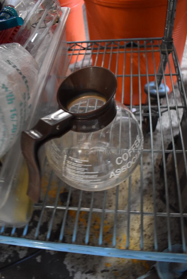 ALL ONE MONEY! Tier Lot of Various Items Including Plastic Lids, Coffee Pot, Hard Hat and Metal Bins - Image 3 of 9