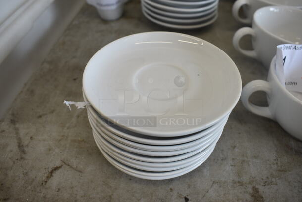 10 White Ceramic Saucers. 4.25x4.25x1. 10 Times Your Bid!