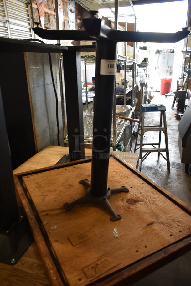 6 Wood Pattern Dining Height Tables on Metal Tables Base. 6 Times Your Bid! - Image 4 of 5