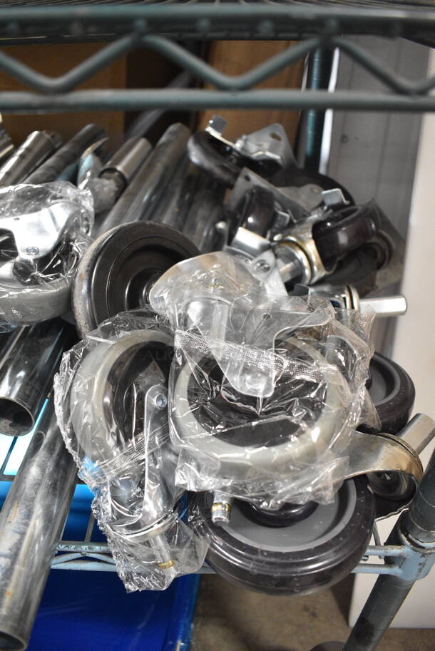 ALL ONE MONEY! Tier Lot of Various Items Including Waffle Machine Plates, Cup Dispenser, Metal Legs and Commercial Casters.  - Image 3 of 11