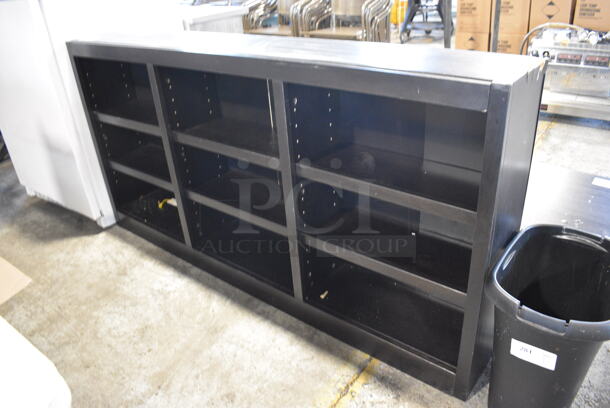 Black Wood Pattern Book Shelf. 72x11x36 - Image 1 of 5