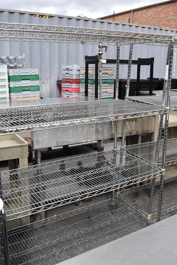 Chrome Finish 4 Tier Wire Shelving Unit. BUYER MUST DISMANTLE. PCI CANNOT DISMANTLE FOR SHIPPING. PLEASE CONSIDER FREIGHT CHARGES. 48x24x63 - Image 3 of 4