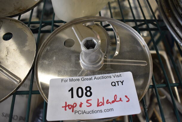 ALL ONE MONEY! Lot of 5 Various Metal Food Processor Blades w/ Bowl and Lid. Includes 6x6x2 - Image 4 of 7