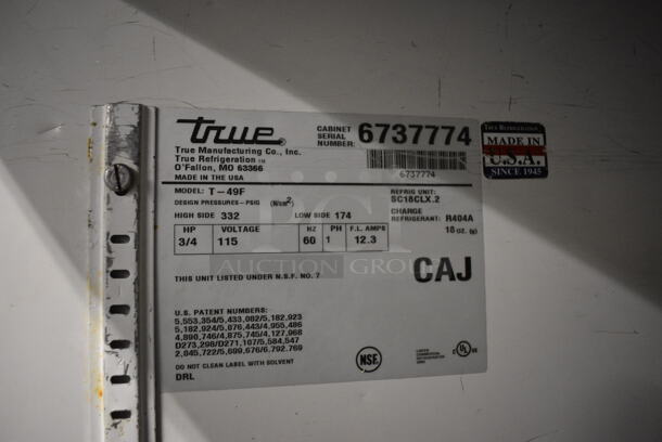 True Model T-49F Stainless Steel Commercial 2 Door Reach In Freezer on Commercial Casters. 115 Volts, 1 Phase. 54x30x82. Cannot Test - Unit Trips Breaker - Image 5 of 7