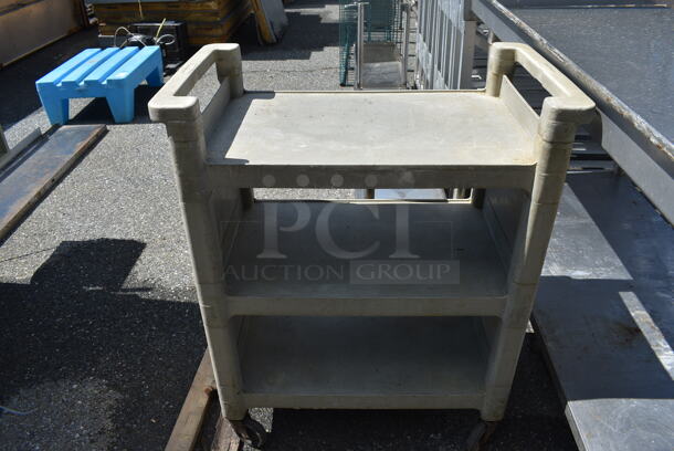 Rubbermaid Tan Poly 3 Tier Cart w/ Push Handles on Commercial Casters. 31x18x37.5 - Image 1 of 4