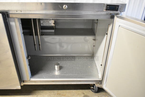 2017 Delfield GUR60BP-S-E Stainless Steel Commercial 2 Door Work Top Cooler on Commercial Casters. 115 volts, 1 Phase. Tested and Working! - Image 5 of 6