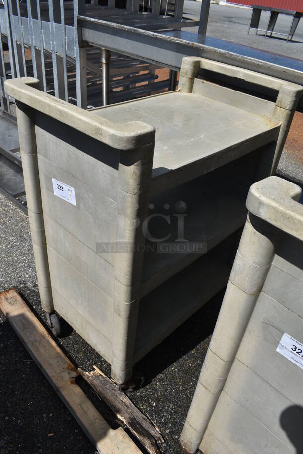 Rubbermaid Tan Poly 3 Tier Cart w/ Push Handles on Commercial Casters. 31x18x37.5 - Image 3 of 4
