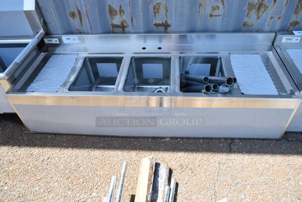 BRAND NEW SCRATCH AND DENT! Regency 600B32160213 Stainless Steel 3 Bowl Underbar Sink with Two Drainboards. No Legs. Bays 10x14x9.5. Drain Board 11.5x15 - Image 2 of 8