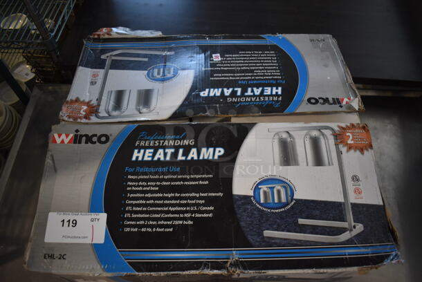 BRAND NEW IN BOX! Winco EHL-2C Metal Commercial Countertop 2 Head Warming Lamp. Tested and Working! - Image 4 of 6