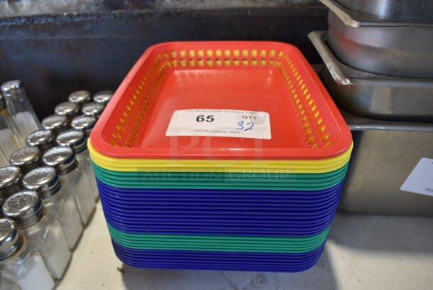32 Various Colored Poly Food Baskets. 11.5x8.5x1.5. 32 Times Your Bid!