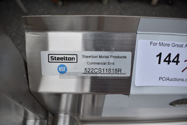BRAND NEW SCRATCH AND DENT! Steelton 522CS11818R 38 3/4" 18-Gauge Stainless Steel One Compartment Commercial Sink with Right Drainboard - 18" x 18" x 12" Bowl - Image 8 of 8