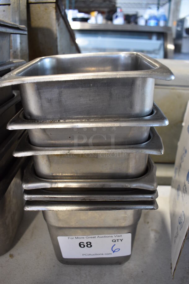 6 Stainless Steel 1/6 Size Drop In Bins. 1/6x6. 6 Times Your Bid!