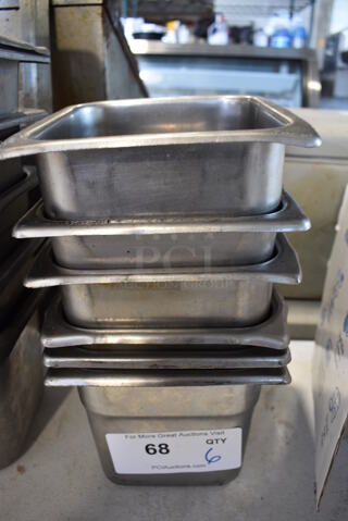 6 Stainless Steel 1/6 Size Drop In Bins. 1/6x6. 6 Times Your Bid!