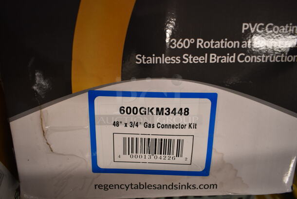 BRAND NEW SCRATCH AND DENT! Regency 600GKM3448 48" Mobile Gas Connector Hose Kit with 2 Elbows, Full Port Valve, Restraining Device, and Quick Disconnect - 3/4" - Image 3 of 3