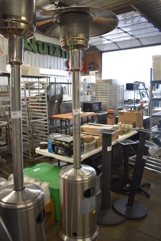 Hampton Bay Model NCZH-G-SS Metal Commercial Floor Style Propane Gas Patio Heater. 48,000 BTU. 32x32x89