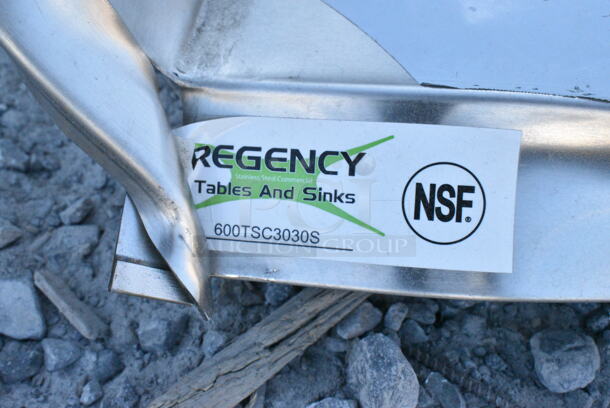 BRAND NEW SCRATCH AND DENT! Regency 600TSC3030S 30" x 30" 16 Gauge Stainless Steel Corner Work Tabletop - Image 3 of 3