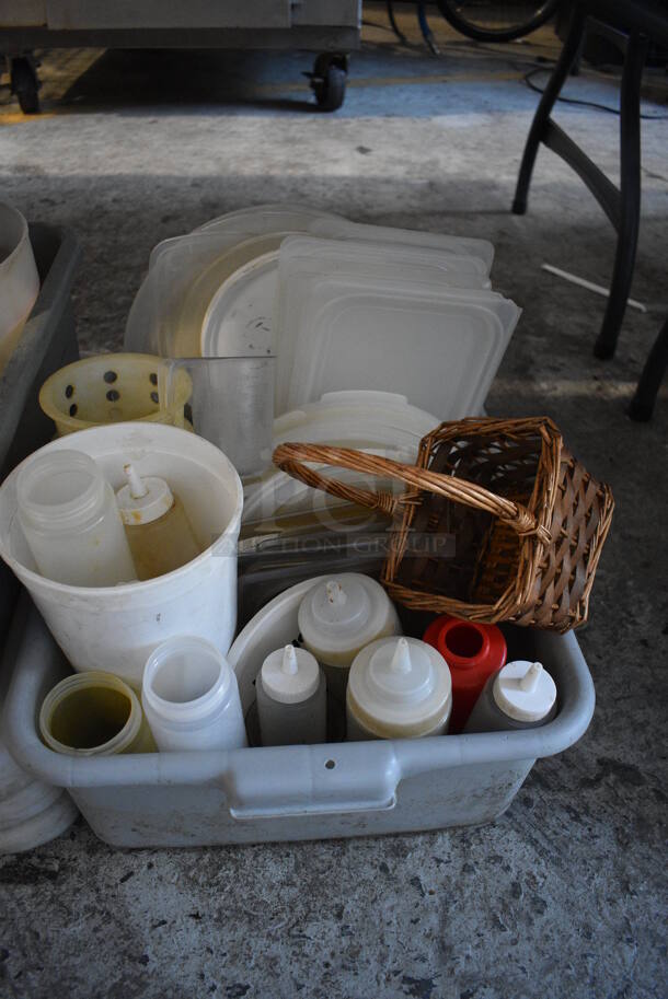 ALL ONE MONEY! Lot of Various Poly Bins, Lids, Containers, Condiment Bottles and Bus Bin! - Image 5 of 5