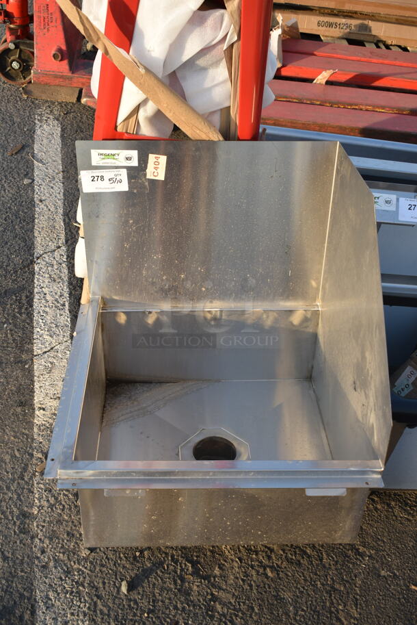 BRAND NEW SCRATCH AND DENT! Regency 600SMFSS23R 16-Gauge 304 Stainless Steel Floor Mounted Mop Sink with Right Side Splash Guard - 22" x 21 3/8" x 10" Bowl - Image 2 of 7