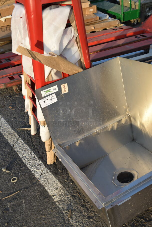 BRAND NEW SCRATCH AND DENT! Regency 600SMFSS23R 16-Gauge 304 Stainless Steel Floor Mounted Mop Sink with Right Side Splash Guard - 22" x 21 3/8" x 10" Bowl - Image 3 of 7