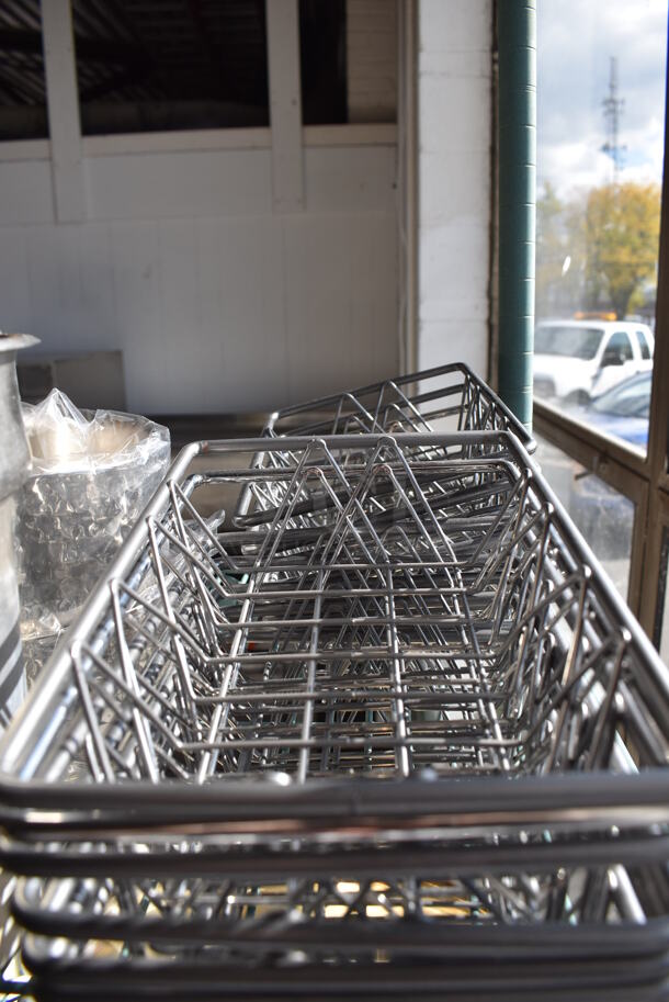 ALL ONE MONEY! Lot of Green Finish 5 Tier Shelving Unit on Commercial Casters w/ Contents Including Glass Bottles, Glass Bowls, Metal Baskets, Ceramic Bowl, Fabric, Decaf Coffee Blend. BUYER MUST DISMANTLE. PCI CANNOT DISMANTLE FOR SHIPPING. PLEASE CONSIDER FREIGHT CHARGES. 36x18x92 - Image 10 of 12