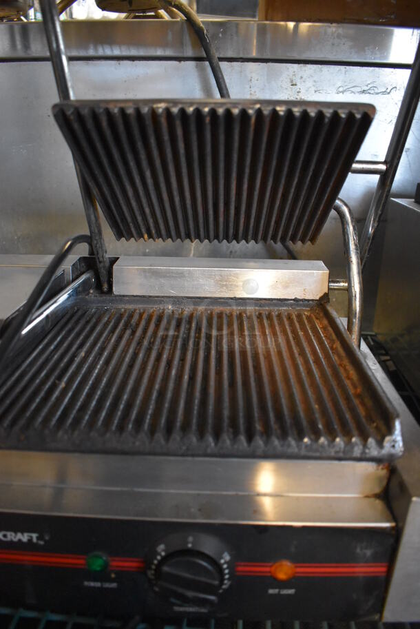 Adcraft Stainless Steel Commercial Countertop Electric Powered Double Panini Press. 23x15x9. Tested and Working! - Image 4 of 5