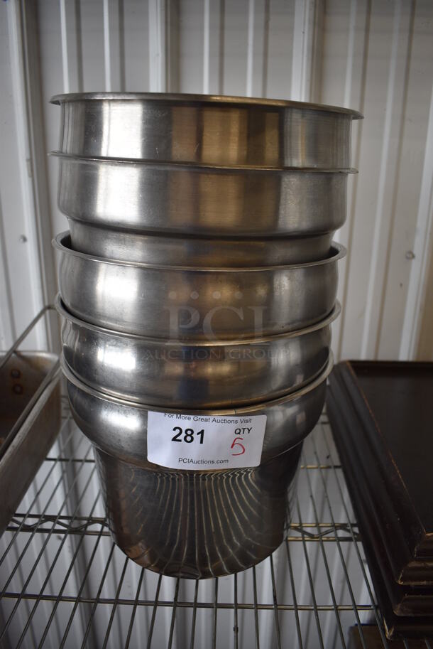 5 Stainless Steel Cylindrical Drop In Bins. 11x11x9. 5 Times Your Bid!