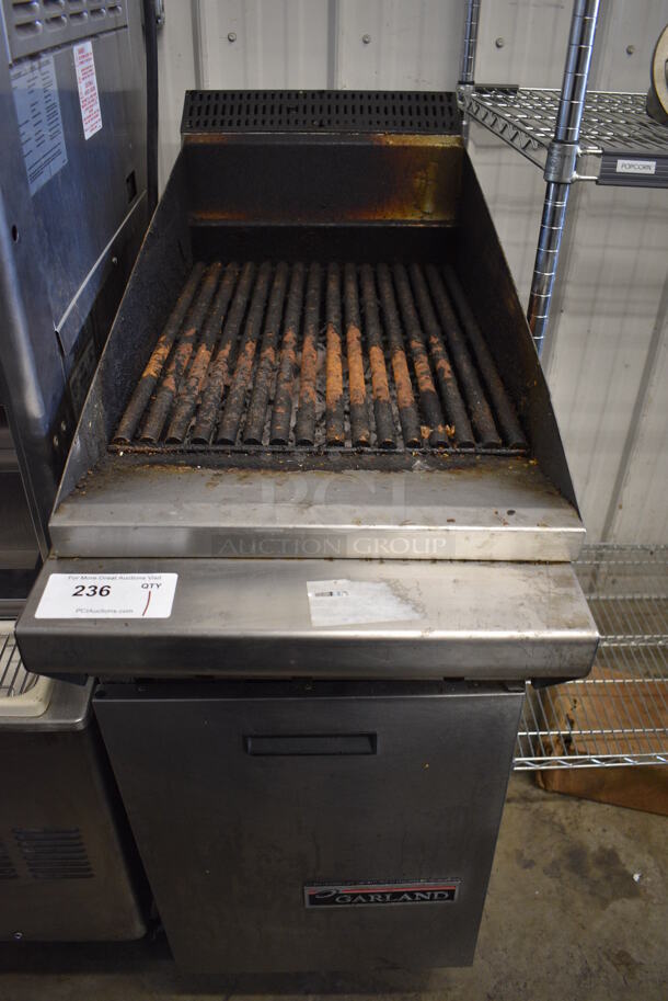 Garland M17B Stainless Steel Commercial Floor Style Natural Gas Powered Charbroiler Grill on Commercial Casters. 17x38x46 - Image 1 of 6