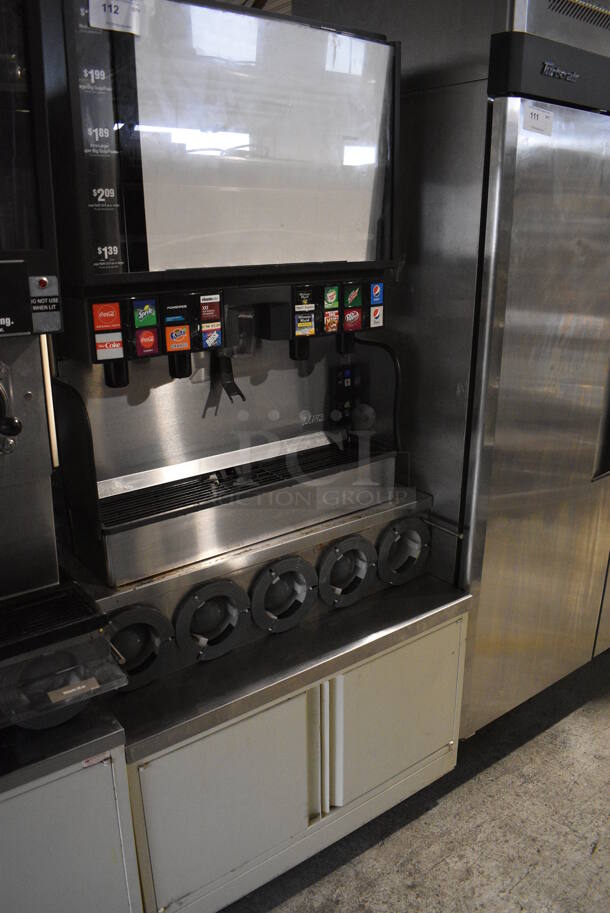 2017 Lancer Model FS30 Stainless Steel Commercial Countertop 16 Flavor Carbonated Beverage Machine on Stainless Steel Soda Station w/ 5 Cup Dispensers and 2 Doors. 115 Volts, 1 Phase. 36x43x76 - Image 2 of 9