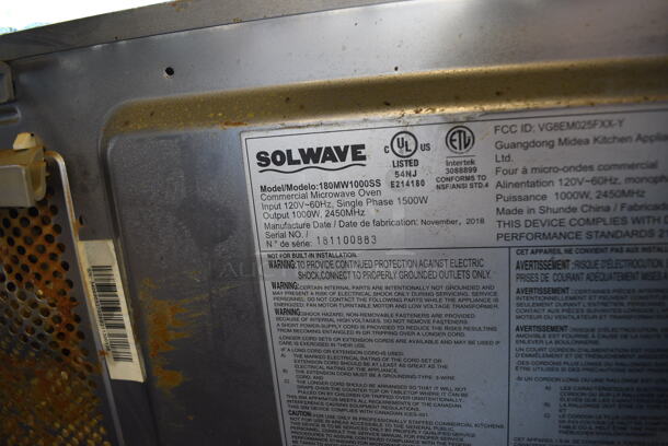 Solwave Model 180MW1000SS Stainless Steel Commercial Countertop Microwave Oven. 120 Volts, 1 Phase. 20x17x12 - Image 5 of 5
