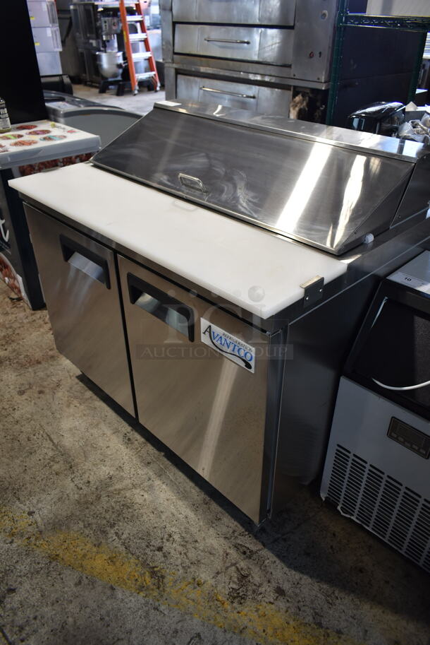 2022 Avantco 178APT48HC Stainless Steel Commercial Sandwich Salad Prep Table Bain Marie Mega Top on Commercial Casters. 115 Volts, 1 Phase. Tested and Working! - Image 2 of 11