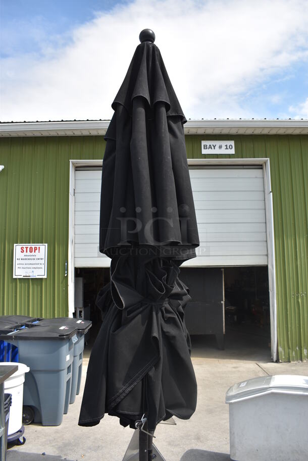 Black Patio Umbrella on Metal Base. 12.5x12.5x108 - Image 2 of 3